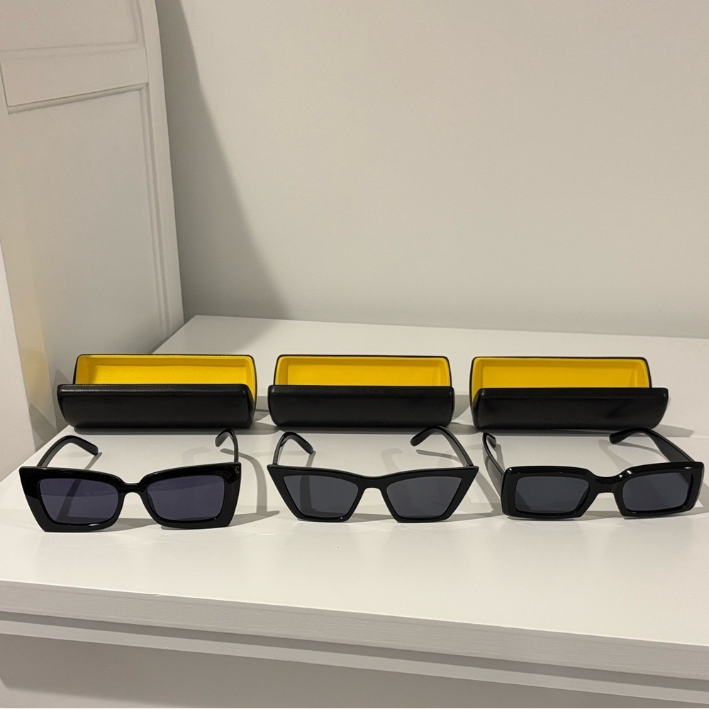 Fashion Sunglasses SET OF 3 in cases black